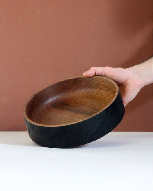 Bowl con piedino in noce Yakisugi Ø23cm